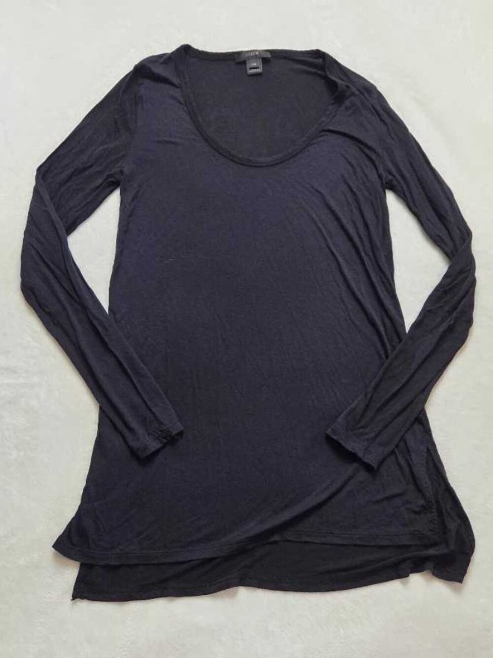 J.Crew XXS longsleeve tunic length drapey scoop neck top in black